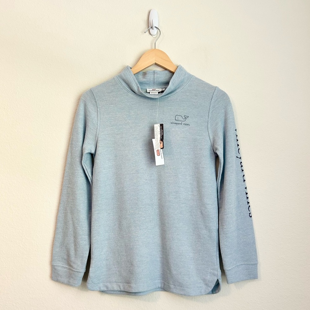 NWT Vineyard Vines Girls Funnel Neck Vintage Whale Long Sleeve Sweater, Size 14